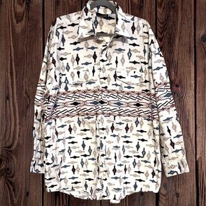 Vintage 90s Western Symmetry Aztec Southwest Print Button Down Shirt Men’s XL